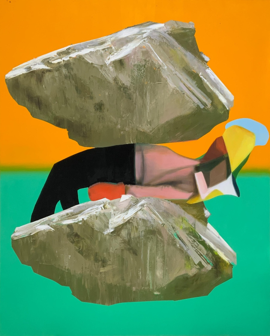 其作品《葉、石、人、石》。（圖片提供：毓繡美術館）