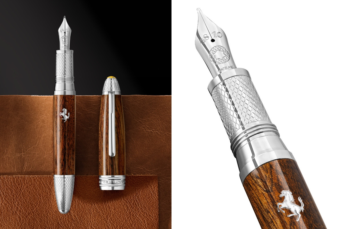 鍍鉑金筆身前端、尾端及筆蓋頂端嵌飾波浪狀交叉線條。（圖片提供：Montblanc）