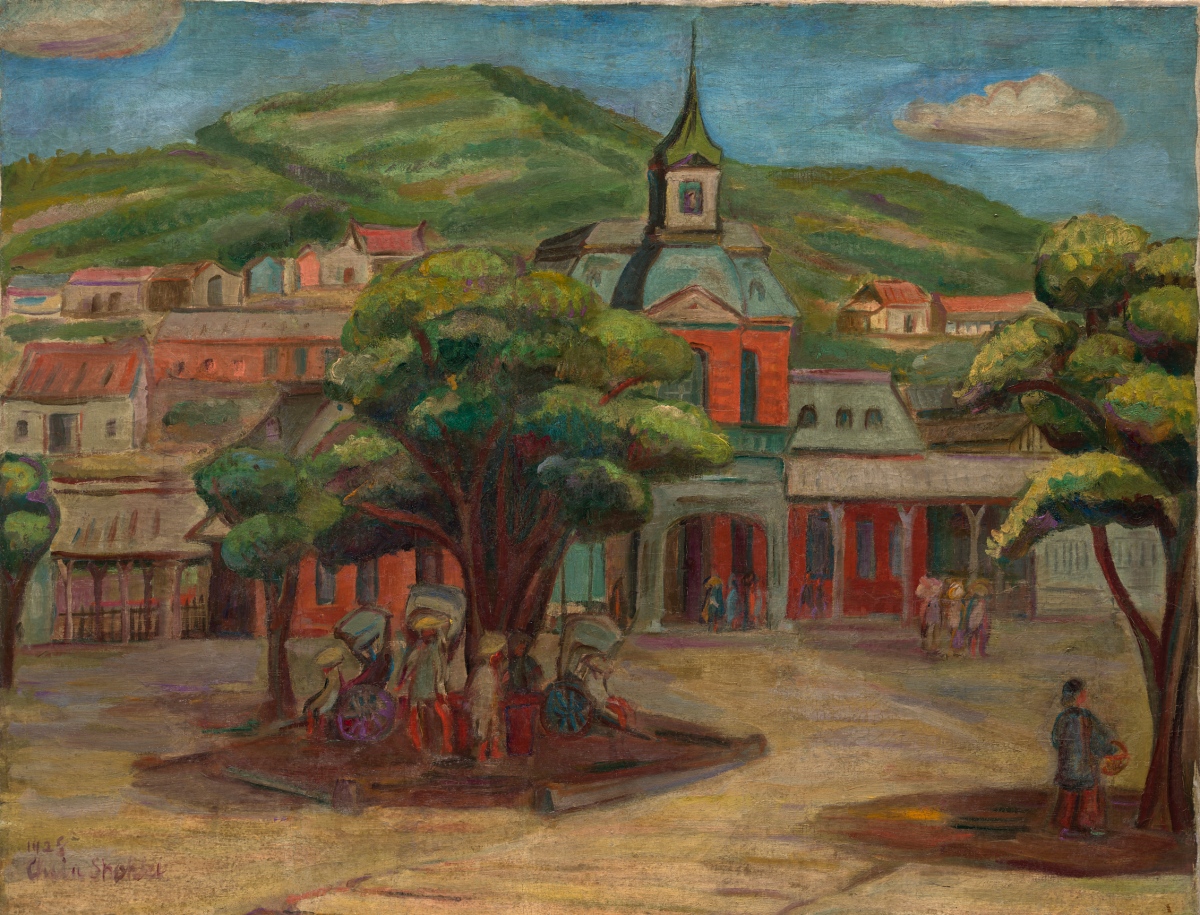 陳植棋〈基隆火車站〉，1928，72.5 x 90.5 cm，油彩、畫布。家屬收藏。（圖片提供：國美館）