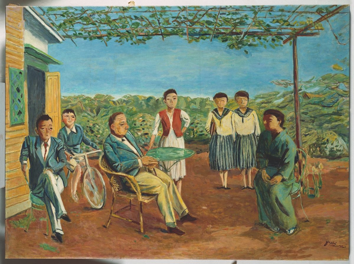 吉村芳松，〈庭〉，1954，95 × 129 cm，油彩、畫布，臺北市立美術館典藏。（圖片提供：國美館）
