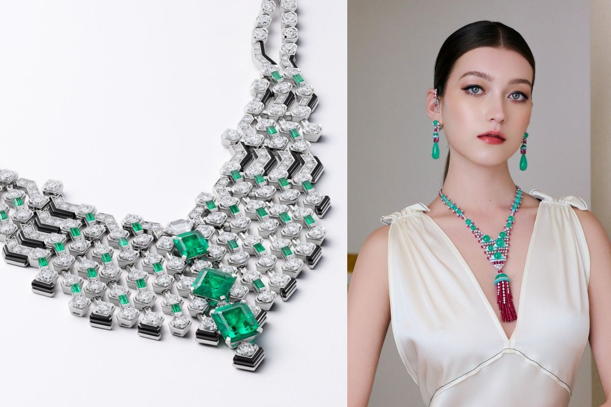 EN ÉQUILIBRE 頂級珠寶系列TRAFORATO項鍊（左）、ONDORA項鍊 / 耳環（右）。（圖片提供：Cartier）