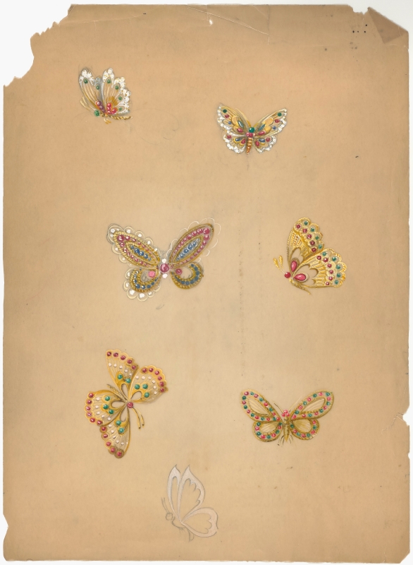Van Cleef & Arpels Archives Butterfly 胸針繪圖，約 1945年。（圖片提供：Van Cleef & Arpels ）