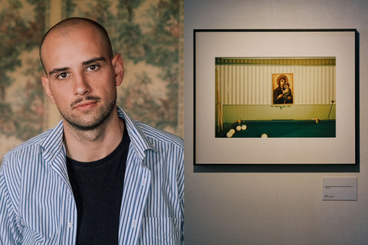 德國攝影師Serghei Duve及其展出作品一隅。（圖片提供：徠卡／左圖攝影：Alexander Duve）