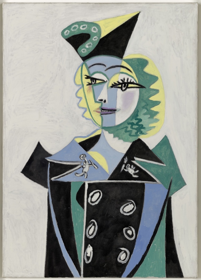 《Portrait of Nusch Éluard》，畢卡索 Pablo Picasso 繪製。布面油畫，1937年。© GrandPalaisRmn（巴黎國立畢卡索美術館）Adrien Didierjean。