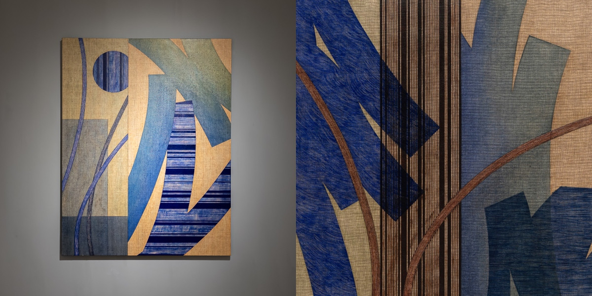 左為《風之沁盈》系列作之一、右為《風之殘像》系列作之一，2026，以油彩於畫布繪製。（圖片提供：白石畫廊）