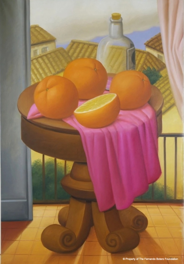 《陽台前靜物》Fernando Botero, Still Life in Front of Balcony, 2000（圖片提供：聯合數位文創）