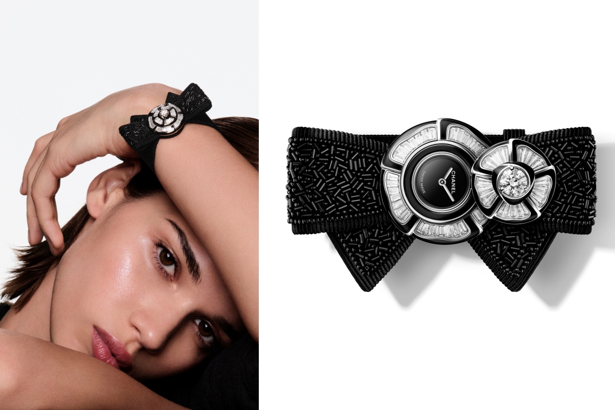 NŒUD DE CAMÉLIA 刺繡手環錶。（圖片提供：CHANEL）