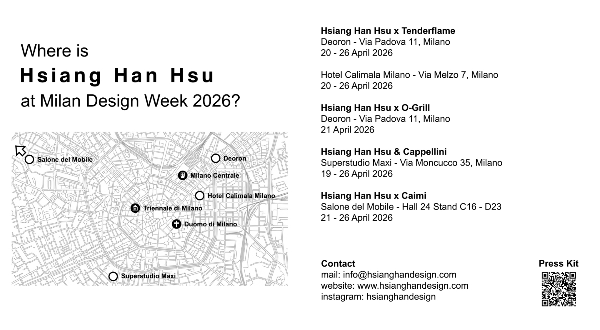 台灣設計師許向罕登2026米蘭設計週！攜手Cappellini、Caimi、Tenderflame展現深厚設計與商業策略實力