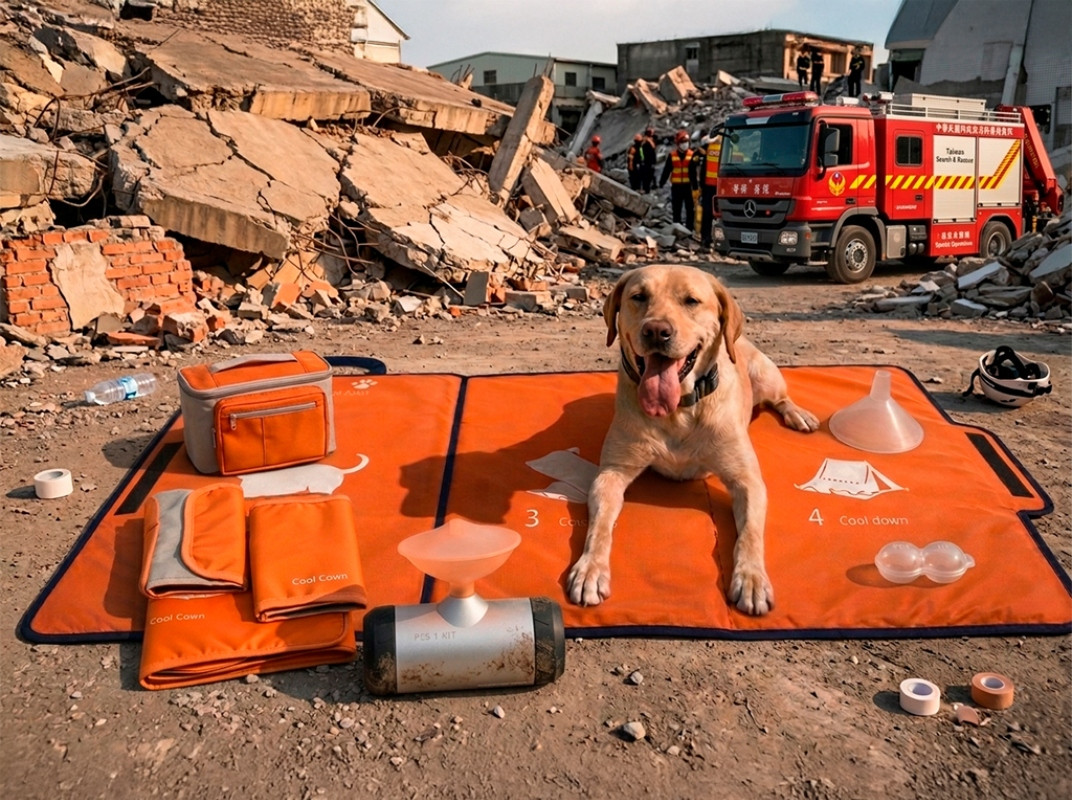 島嶼韌性設計特別獎入圍作品《搜救犬急救醫療套組》。（圖片提供：台灣設計研究院）