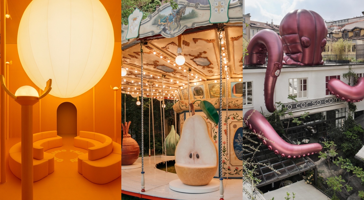 【2026米蘭設計週】7大亮點設計裝置整理！ARKET打造水果蔬菜旋轉木馬、Moncler讓巨大章魚盤踞建築