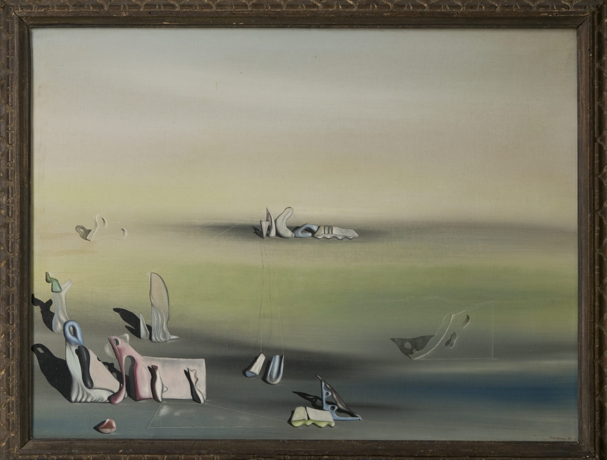 伊夫．唐吉，《超現實主義構圖》，1939，油彩、畫布，46 × 60 公分。© VG Bild-Kunst, Bonn 2026.
