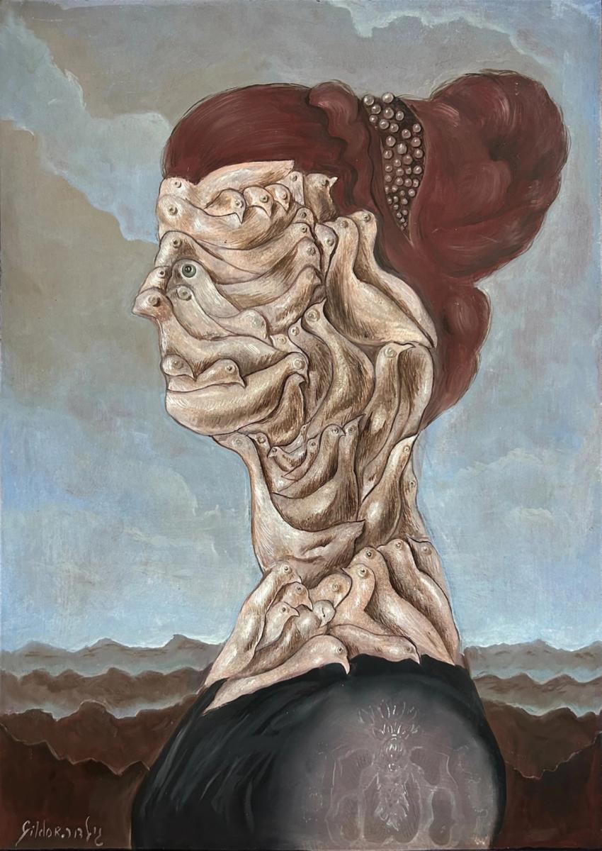 雅各布．吉爾多，《鴿子的輪廓》，1973，油、蛋彩、硬質纖維板，50 × 35 公分。Courtesy the artist and Gilden’s Art Gallery, London.