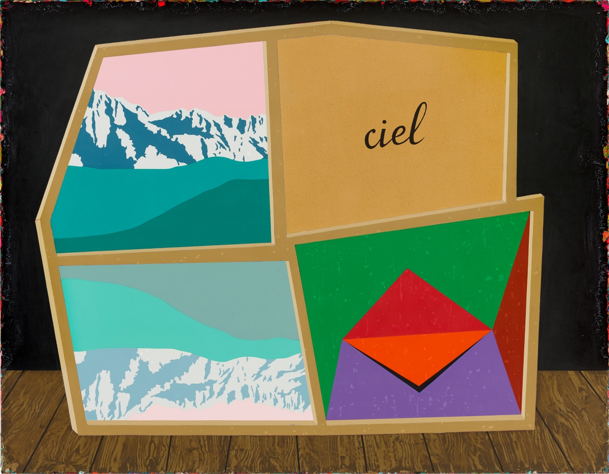 賴九岑，《這不是瑪格利特的天堂》，2018，壓克力顏料、畫布，140 × 180 公分。臺北市立美術館典藏。（圖片提供：北美館）