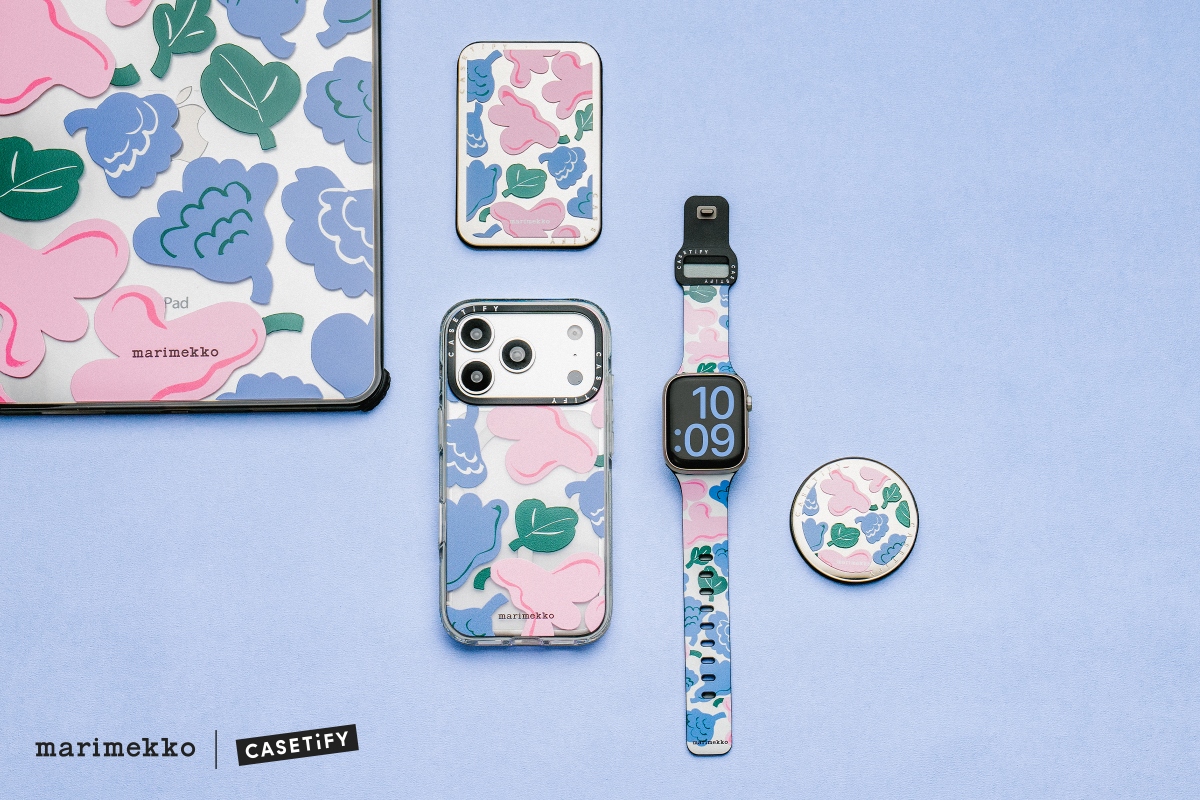 Marimekko x CASETiFY 聯名系列揉合粉紅、天空藍與森林綠激盪而出的清新色調，多款獨家配色一次滿足不同風格喜好。（圖片提供：CASETiFY）