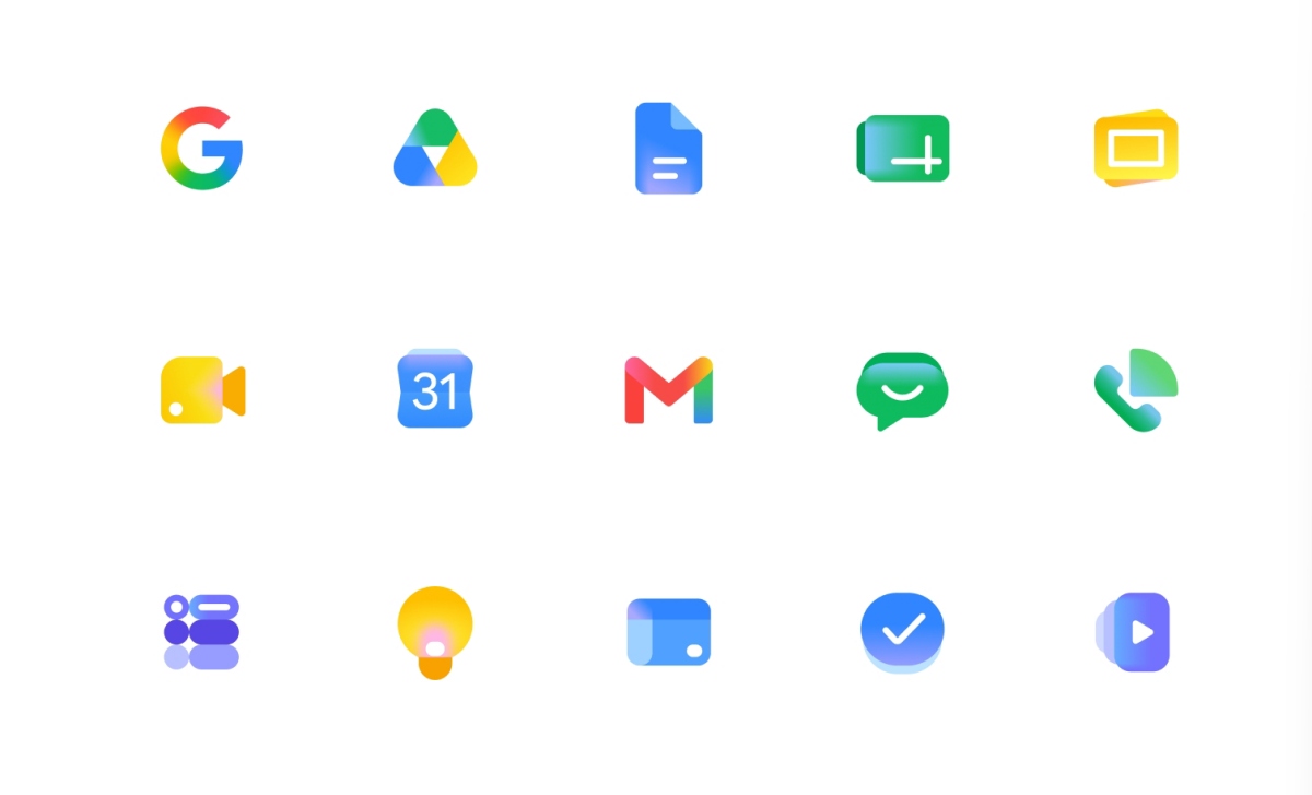 Google Workspace 新版應用程式圖示（圖片截自Google）