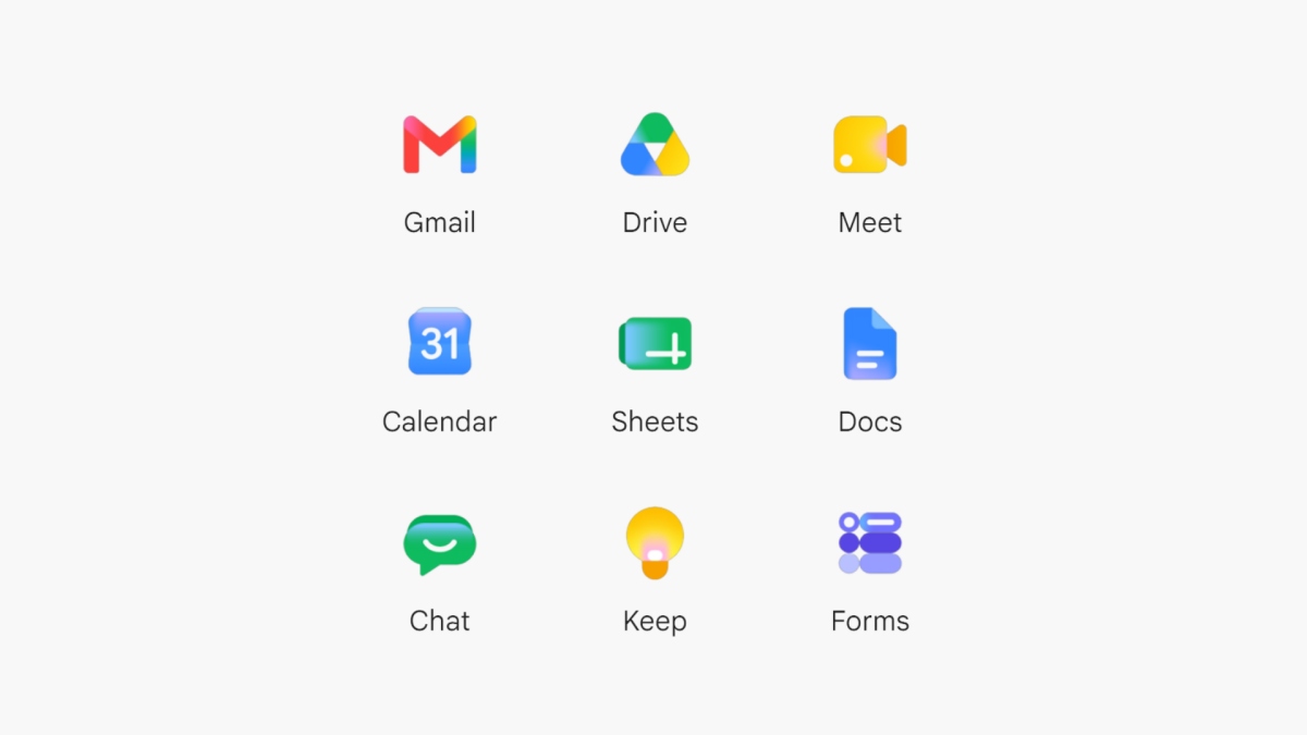 Google Workspace 新版應用程式圖示（圖片截自Google）