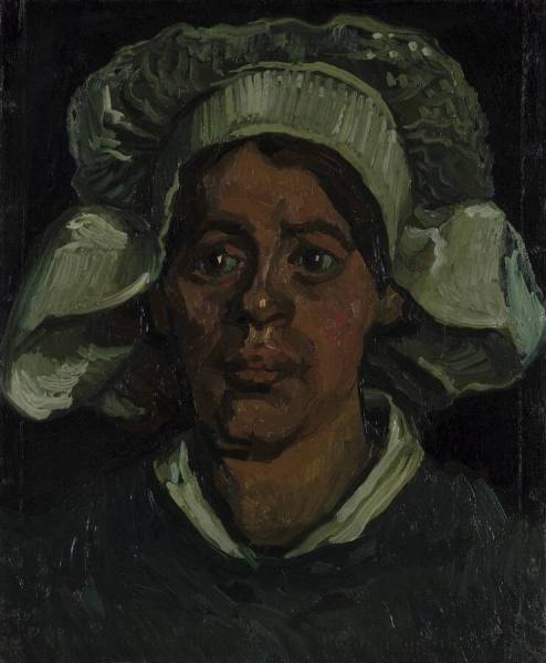 Head of a Woman Wearing a White Cap, November 1884 - May 1885（圖片來源：Kröller-Müller Museum）