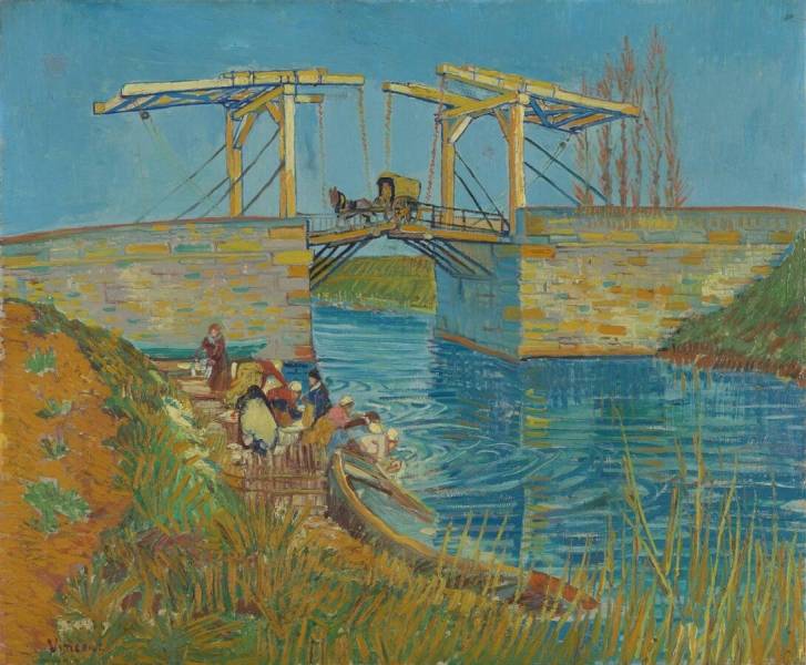 Bridge at Arles (Pont de Langlois), mid-March 1888。《亞爾的吊橋》將於大梵谷展第二期展覽中展出。（圖片來源：Kröller-Müller Museum）