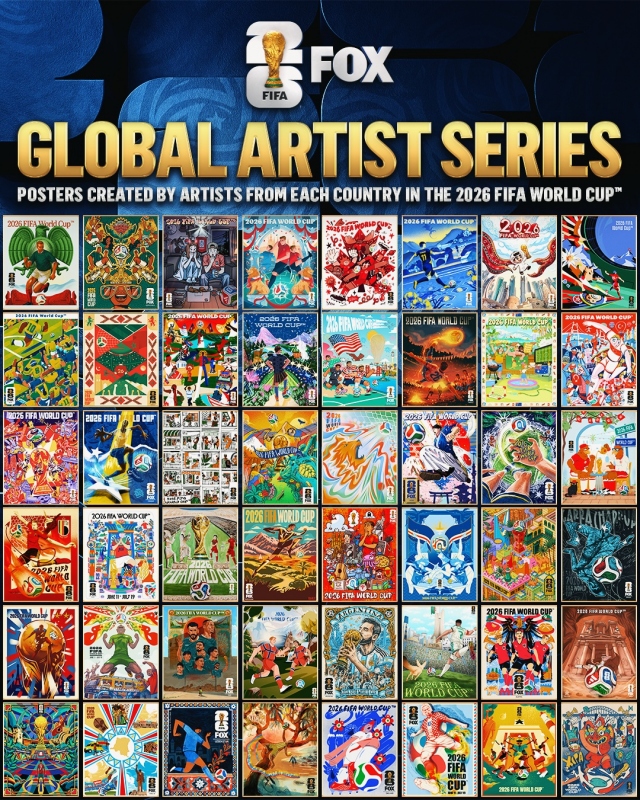 負責美國地區賽事轉播的 FOX Sports，也在 2026 世足賽開幕前夕推出 「Global Artist Series」（全球藝術家系列） 計畫。（圖片來源：FOX Sports）