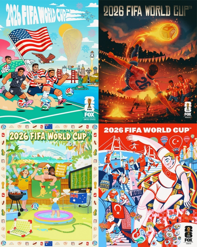 由左至右，由上至下為美國、巴拉圭、澳洲、土耳其（圖片來源：FOX Sports）