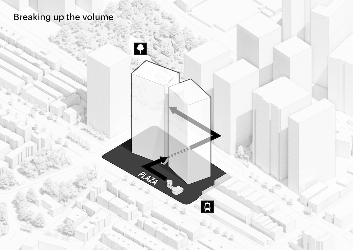 MVRDV設計南港雙塔！「忠泰昆陽園區」建築如單塔一分為二，「裂縫」創造廣場、引導動線