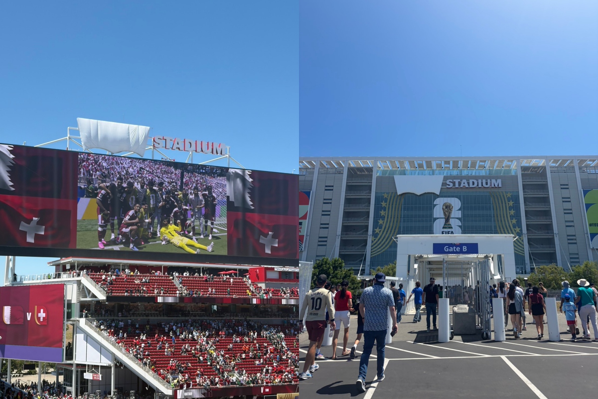 依照 FIFA「淨空體育場」標準政策，非官方贊助商的場館品牌標誌在賽事開踢前皆須暫時隱藏。在Levi’s® Stadium中，雖然Levi’s®的文字商標被遮蓋，但其經典的Batwing 品牌標誌輪廓依然清晰可見。（圖片提供：Levi’s）