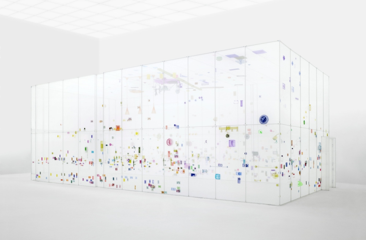 Perfect Home: London, Horsham, New York, Berlin, Providence, Seoul, 2024, Polyester and stainless steel, 455 × 1,237 × 575 cm